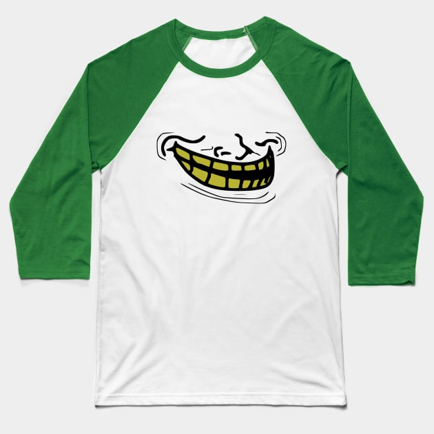 Troll Face Zombie mouth Baseball T-Shirt by SkelBunny